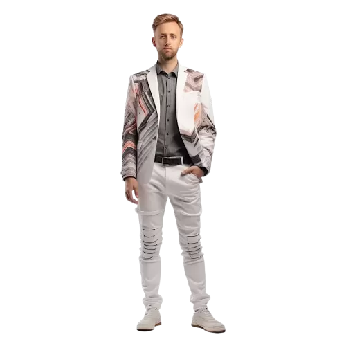 Białe spodnie z designerskim wzorem