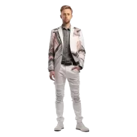 Białe spodnie z designerskim wzorem