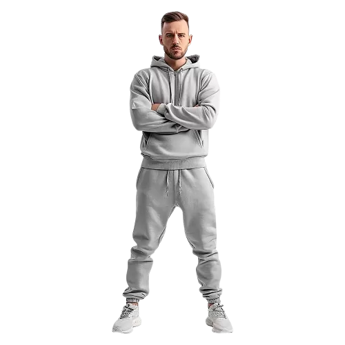 Szary dres sportowy z kapturem