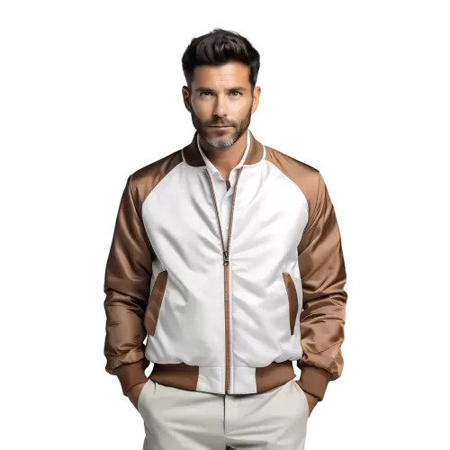 Beżowa kurtka bomberka męska