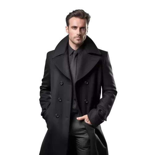 Czarny elegancki płaszcz męski