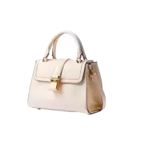 Elegancka kremowa torebka damska ze złotymi okuciami
