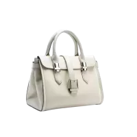 Kremowa elegancka torebka damska ze złotymi detalami