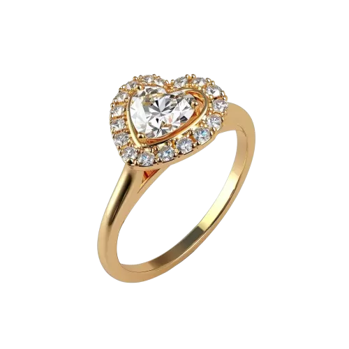 Złoty pierścionek z diamentowym sercem