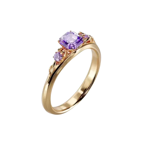 Złoty pierścionek z ametystem