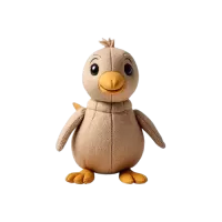 Pluszowy kurczak w kolorze beżowym z pomarańczowym dziobem i łapkami