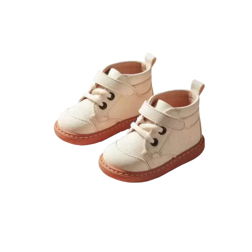 Beżowe dziecięce buty z tkaniny