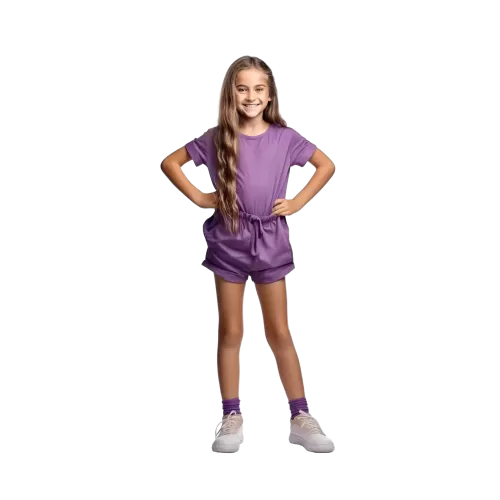 Fioletowy letni zestaw odzieżowy dla dziewczynek