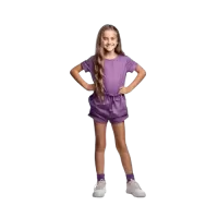 Fioletowy letni zestaw odzieżowy dla dziewczynek