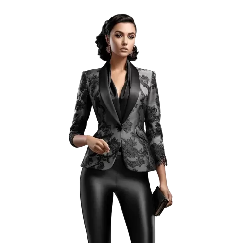 Satynowa marynarka damska z wzorem