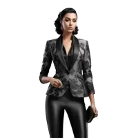 Satynowa marynarka damska z wzorem