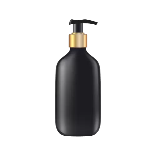 Czarna luksusowa butelka z pompką i złotym pierścieniem